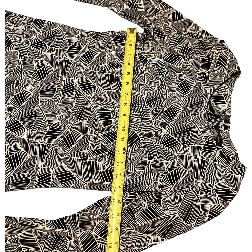 Tommy Hilfiger Womens 6 Black White Palm Leaf Botanical Bell Sleeve Shift Dress - Picture 10 of 16